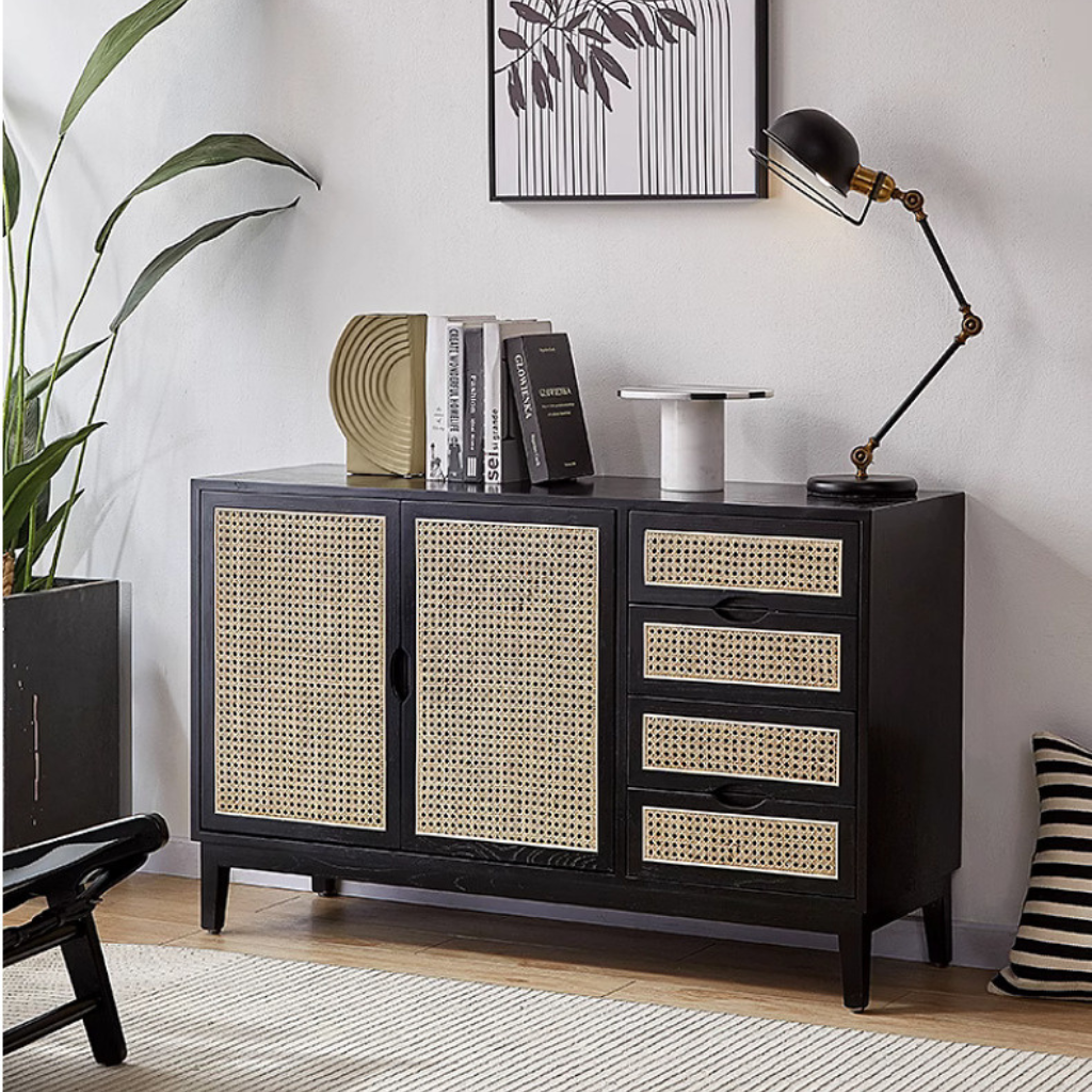 ラタン扉が魅力の木製キャビネット|ナチュラル収納家具 ラタン扉が魅力の木製キャビネット|ナチュラル収納家具