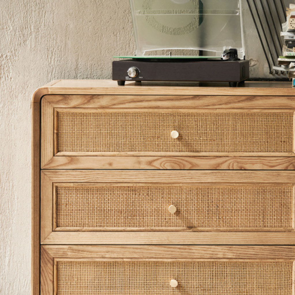 6JOHAN Natural Texture Compact Chest 抽斗ディテール 内部まで無垢材で仕上げた上質な収納デザイン