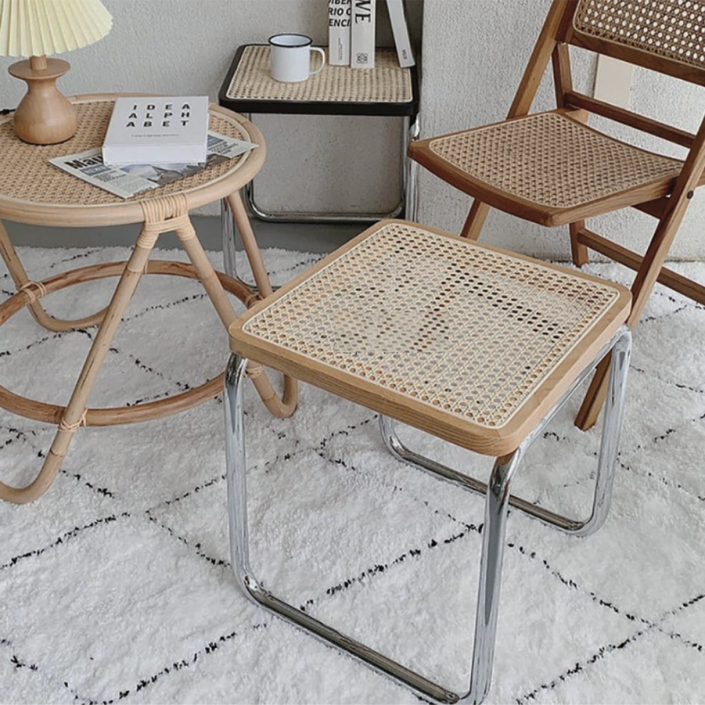 SILVER FRAME RATTAN MINI TABLE / シルバーフレームラタンミニテーブル SILVER FRAME RATTAN MINI TABLE / シルバーフレームラタンミニテーブル