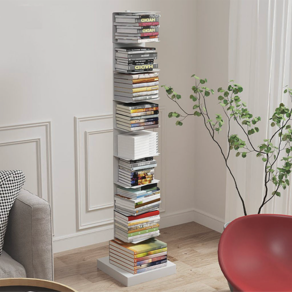 デザイン性が高く省スペースで設置できる汎用性はひとり暮らしルームの書籍収納に最適です。