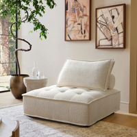 6JOHAN BLOCK SOFA アイボリーカラー モダンリビングに調和するブークレ生地のワイドソファ
