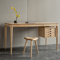 6JOHAN ミニマルデザイン 木製デスク 横から見たシルエット サイド引き出し付き
