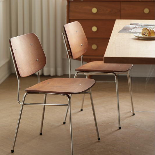 6JOHAN Industrial Plywood Chair ウッドシートとスチール脚のダイニングチェア ミッドセンチュリーデザイン
