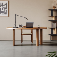 6JOHAN オーバルデスク ウォルナット素材とブラックシェルフを組み合わせた上質な書斎空間
