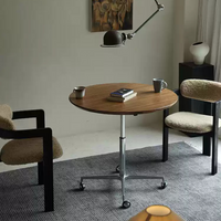 6JOHAN Flexible Modern Table ウォルナットラウンドテーブルとスチール脚 ミニマルで上質なインテリア空間
