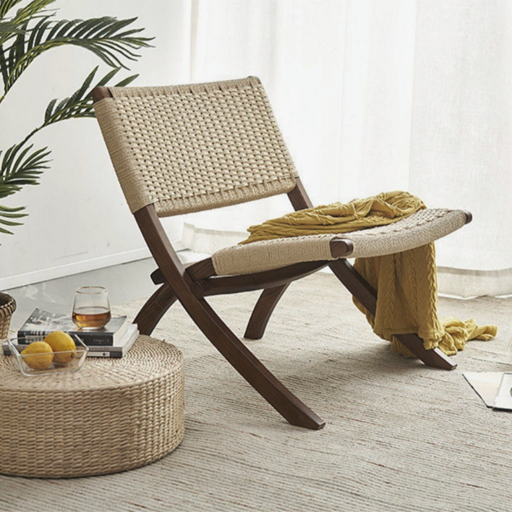 【新品】6johan フォールディングナチュラルロープチェア　ナチュラル フォールディングナチュラルロープチェア 折りたたみ式おしゃれ