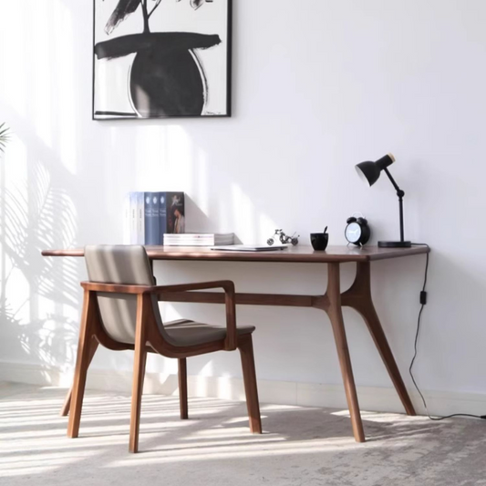 6JOHAN ウォルナット無垢材ダイニングテーブル モダンリビングに調和する木製デスクスタイル
