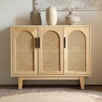 6JOHAN Arch Rattan Chest アーチ型ラタン扉が特徴のチェスト 無垢材と籐の温かみを感じるナチュラル収納家具
