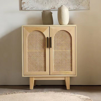 6JOHAN Natural Black Handle Chest Medium アーチ型のラタン扉とブラックハンドルが特徴のチェスト 北欧ナチュラルデザイン
