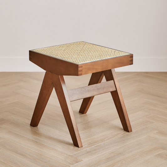 6JOHAN Rattan Wood Stool 無垢材フレームと籐張り座面のスツール ナチュラルで上質なデザイン
