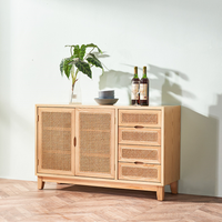 ラタン扉が魅力の木製キャビネット｜ナチュラル収納家具 – 6JOHAN