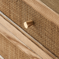 6JOHAN Natural Texture Compact Chest 籐編み引き出しのディテール 職人の手仕事による美しい編み込みデザイン
