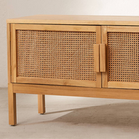 6JOHAN Rattan Docking Side Board 扉ディテール 籐の編み込みと木のフレームが美しく調和したデザイン
