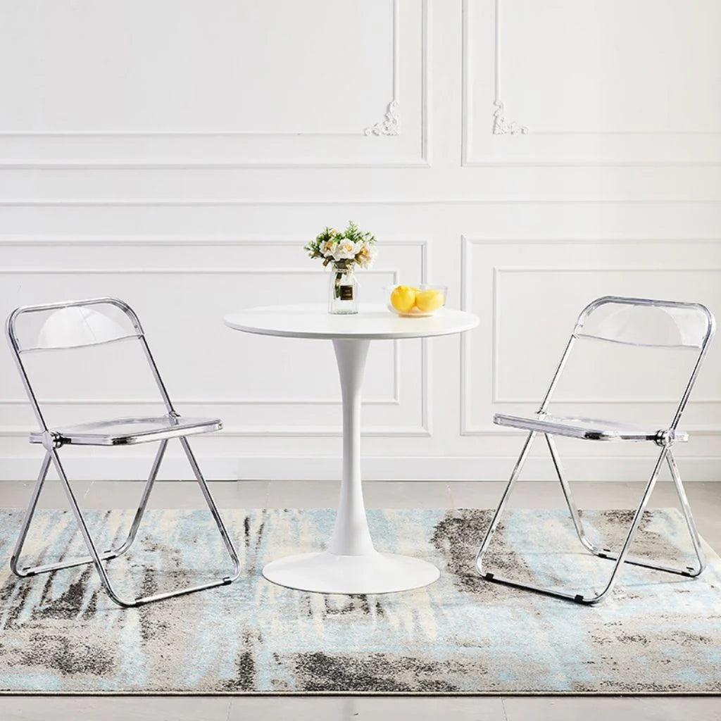 シンプルラウンドテーブル 白 一人暮らしやワンルームに最適 – 6JOHAN