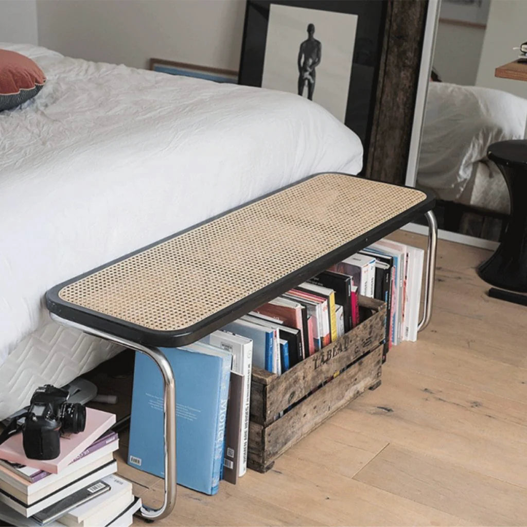 シルバーフレームラタンベンチ モダン×ナチュラルな万能チェア – 6JOHAN