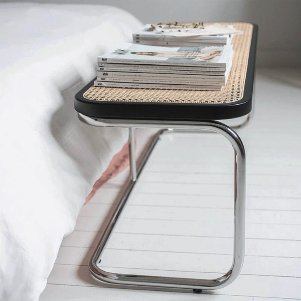 シルバーフレームラタンベンチ モダン×ナチュラルな万能チェア – 6JOHAN