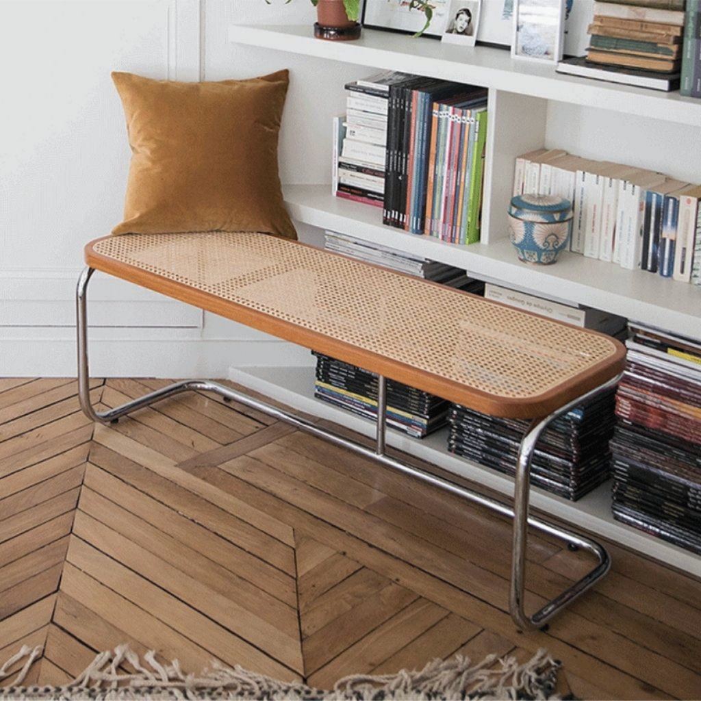 シルバーフレームラタンベンチ モダン×ナチュラルな万能チェア – 6JOHAN