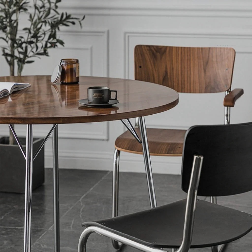 無垢材×スチール脚ラウンドテーブル｜おしゃれで多用途 – 6JOHAN