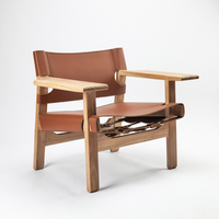 6JOHAN Sling Lounge Chair レザーと無垢材を組み合わせたラウンジチェア クラフト感のあるデザイン
