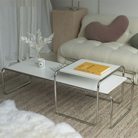 6JOHAN ホワイトローテーブル ステンレス脚 明るいインテリアに馴染むセンターテーブル
