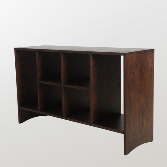 6JOHAN Traditional Display Shelf ダークブラウンの木製シェルフ 直線的で重厚感のあるクラシックデザイン
