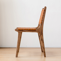 レザーと木の融合｜ブロックウィーブダイニングチェア おしゃれ通販