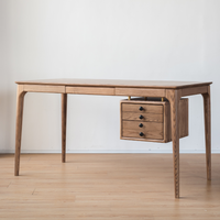 6JOHAN 木製ワークデスク 北欧インテリア 斜めアングル サイド収納付きデスク
