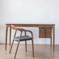 6JOHAN 木製デスク 北欧モダンデザイン サイド引き出し付きワークデスク ウォールナット調
