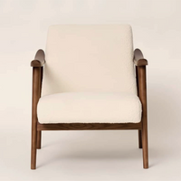 北欧風おしゃれアームチェア｜ブークレ生地×木製フレーム – 6JOHAN