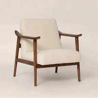 北欧風おしゃれアームチェア｜ブークレ生地×木製フレーム – 6JOHAN