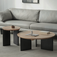 木製×モダンデザインのおしゃれ円形ローテーブル – 6JOHAN